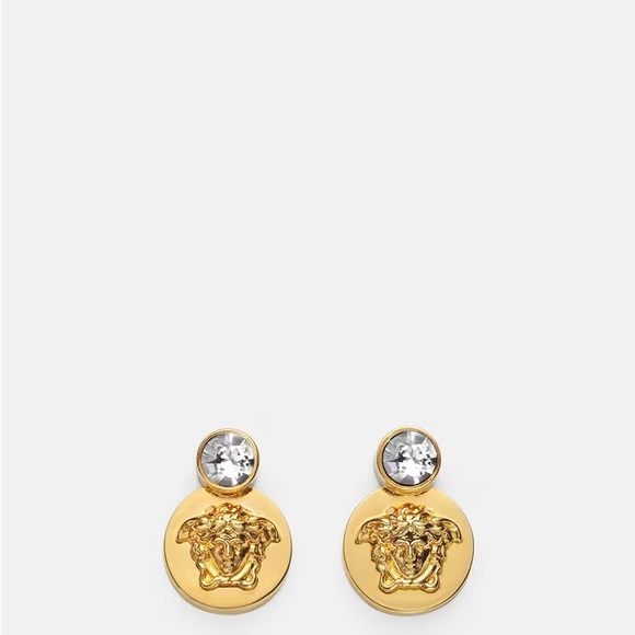NWT Versace Metal and Strauss Medusa Stud Earrings - Picture 2 of 4